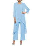 Kleider für die Brautmutter Plus Size Kleid Blazer Champagner 2021 Chiffon Hosenanzug 3 Stück Hochzeitsfeier Gast Kleid Kleid