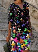 Modisches Freizeitkleid, großes, lockeres Kleid, temperamentvolles Kleid mit mittleren Ärmeln