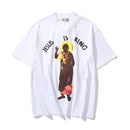 Kanye West Skull Print suelta Casual hombres y mujeres camisetas Harajuku Oversize cuello redondo manga corta Hip Hop camiseta Streetwear camisetas
