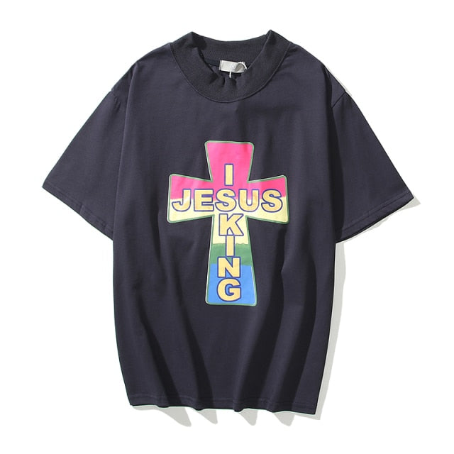 Kanye West Skull Print Lose Lässige Männer und Frauen T-Shirts Harajuku Oversize O-Ausschnitt Kurzarm Hip Hop T-Shirt Streetwear T-Shirts