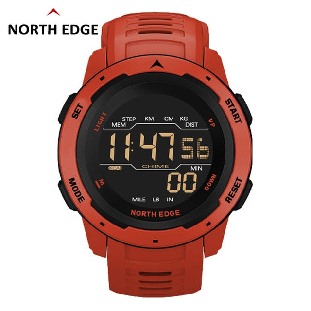 Reloj Digital NORTH EDGE para hombre, relojes deportivos para hombre, reloj despertador con podómetro de doble hora, reloj Digital resistente al agua de 50M, reloj militar