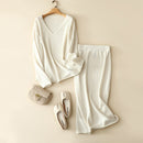 2021 luxury 100% cashmere v neck sweater and skirt set autumn winter styles knitwear for women
