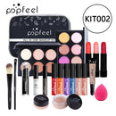 POPFEEL All-in-One-Make-up-Kit (Lidschatten, LiGloss, Lippenstift, Pinsel, Augenbrauen, Concealer) Beauty-Kosmetiktasche