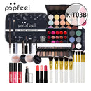 POPFEEL All-in-One-Make-up-Kit (Lidschatten, LiGloss, Lippenstift, Pinsel, Augenbrauen, Concealer) Beauty-Kosmetiktasche