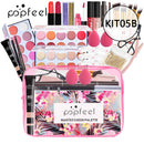 POPFEEL All-in-One-Make-up-Kit (Lidschatten, LiGloss, Lippenstift, Pinsel, Augenbrauen, Concealer) Beauty-Kosmetiktasche
