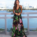 Damen Sling Floral Lange Kleider Ankunft Sommer Boho V-Ausschnitt Ärmellos Party Strand Floarl Print Maxikleid Lässiges Sommerkleid