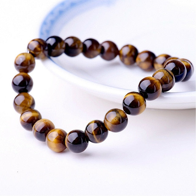 Beaded Bracelet 8mm Natural Stone Beads Men&