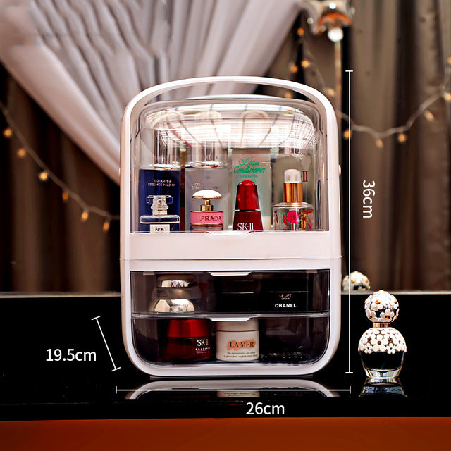 Caja de cosméticos acrílica a la moda, cajón de joyería de maquillaje transparente, cajas de almacenamiento para el hogar, organizador de cosméticos de viaje multifuncional