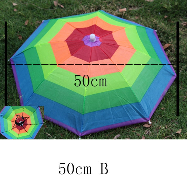 YADA Outdoor Umbrella Hat Novedad Plegable SunRainy Day Manos libres Arco iris Plegable e impermeable Multicolor Hat Cap Stock YS0018