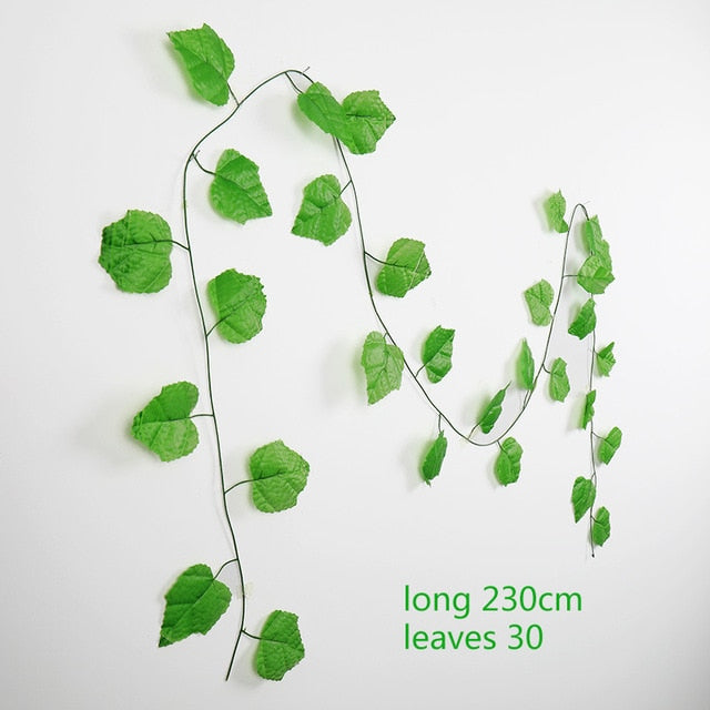 230cm seda verde colgante artificial hojas de hiedra plantas hojas de vid 1 Uds diy para la decoración del baño del hogar decoración de fiesta de jardín