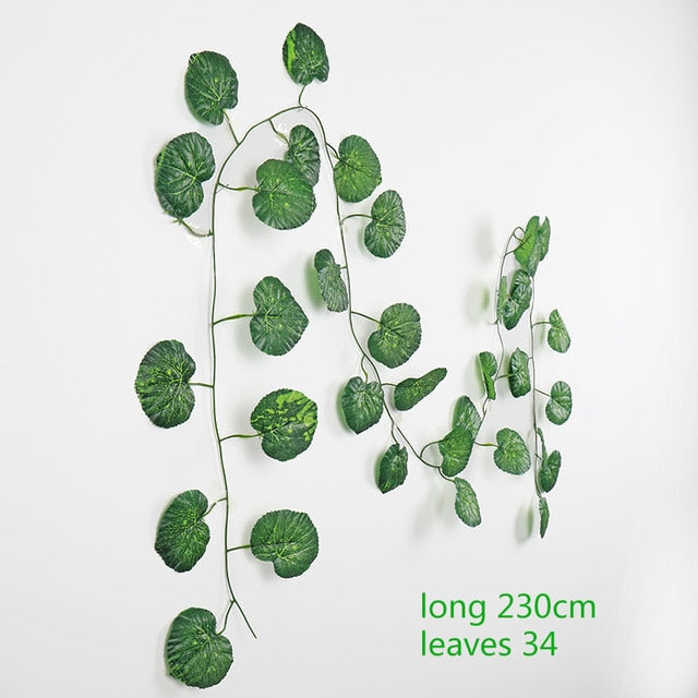 230 cm grüne Seide künstliche hängende Efeublätter Pflanzen Reben Blätter 1 Stück DIY für Zuhause Badezimmer Dekoration Garten Party Dekor
