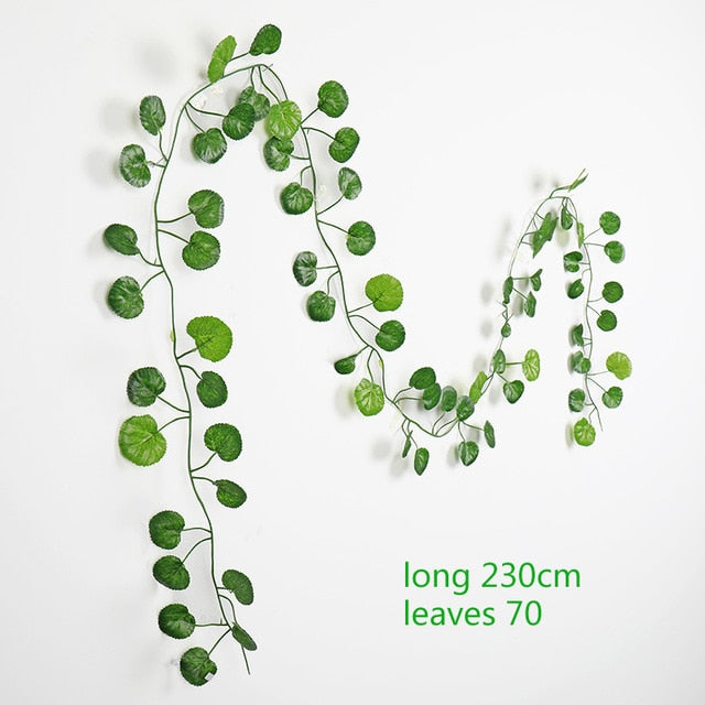 230cm seda verde colgante artificial hojas de hiedra plantas hojas de vid 1 Uds diy para la decoración del baño del hogar decoración de fiesta de jardín