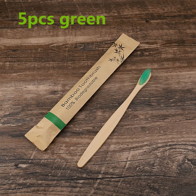 5/10 Stück umweltfreundliche Zahnbürste aus Bambus, wiederverwendbare Zahnbürsten, tragbar, für Erwachsene, aus Holz, weiche Zahnbürste für den Heimreise-Hotelgebrauch