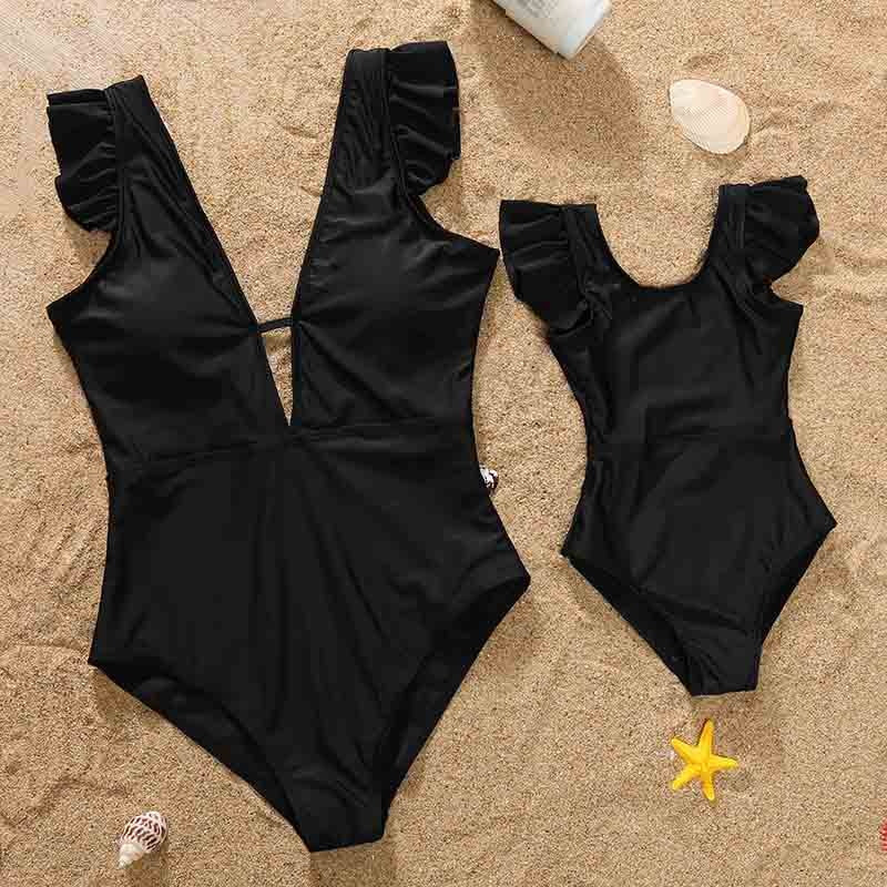 Fashion Mommy And Me Clothes Family Swimwear For Mother Daughter Swimsuit Matching Bikini Women Girls Clothes