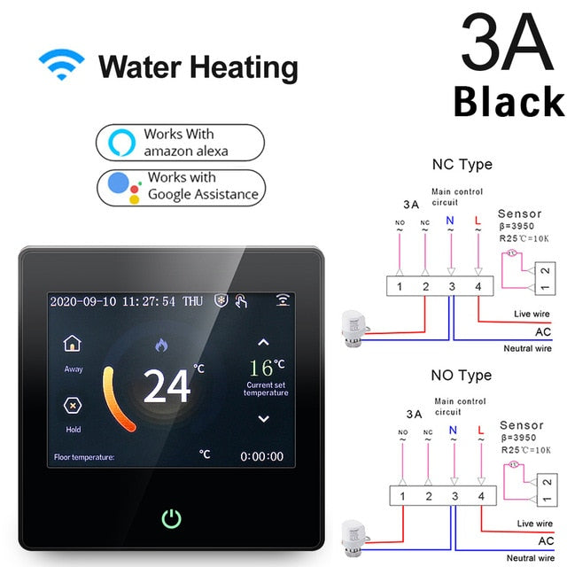 Tuya WiFi Smart Thermostat, Heating Temperature Controller with Celsius/Fahrenheit LED Touch Screen Work with Alexa Google Home