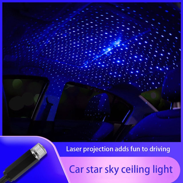 Luz de proyección de techo de coche, luz de noche de estrella portátil USB, luz de ambiente de galaxia LED ajustable, proyector de techo Interior