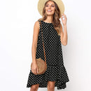 Lossky Damen Sommerkleid Polka Dot Chiffon Ärmellos Strand Mini Casual Gelb Sommerkleid 2021 Mode Plus Size Kleid für Frauen