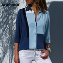 Aachoae, Blusas para mujer, moda 2020, manga larga, cuello vuelto, camisa de oficina, blusa, camisa, Tops informales, Blusas femeninas de talla grande
