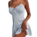 MoneRffi 2021 Sommer V-Ausschnitt Blumendruck Kleid Frauen Schulterfrei Rüschen Partykleid Sexy Lace-Up Backless Minikleider Vestidos