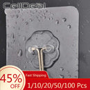 1/20/100 Stück Wandhaken, wasserdicht, ölbeständig, selbstklebend, transparent, wiederverwendbar, nahtlos, zum Aufhängen, für Küche, Badezimmer, Büro