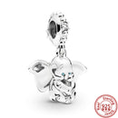 100% 925 Sterling Silber Feder Stammbaum Schneeflocken Junge baumeln Perlen passend für Original Pandora Charms Armbänder DIY Damen Schmuck