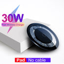 Kabelloses Qi-Ladegerät mit 30 W für iPhone 12 11 Pro Xs Max Mini X XR 8 Induktionsschnelles kabelloses Ladepad für Samsung S8 S9 S10 Hinweis