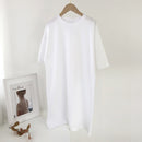 Aachoae Damen Casual Loose Solid 100% Baumwolle T-Shirt Kleid O-Ausschnitt Minikleid Fledermaus Kurzarm Basic Kleider Vestidos