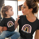 1pc Fashion Mama und Mini Rainbow Print Familie passendes T-Shirt Kurzarm Family Look T-Shirts Mutter und Tochter Kleidung