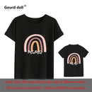 1pc Fashion Mama und Mini Rainbow Print Familie passendes T-Shirt Kurzarm Family Look T-Shirts Mutter und Tochter Kleidung