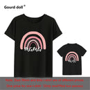 1pc Fashion Mama und Mini Rainbow Print Familie passendes T-Shirt Kurzarm Family Look T-Shirts Mutter und Tochter Kleidung