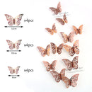 12 Uds 4D mariposa hueca pegatina de pared DIY decoración del hogar pegatinas de pared boda fiesta boda decoraciones mariposa niños habitación decoraciones
