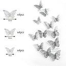 12 Uds 4D mariposa hueca pegatina de pared DIY decoración del hogar pegatinas de pared boda fiesta boda decoraciones mariposa niños habitación decoraciones