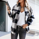 Hemden Für Frauen Plaid Langarm Button Up Shirt Kragen Tops Und Bluse 2021 Herbst Frühling Mode Lose Beiläufig Schwarz Weiß