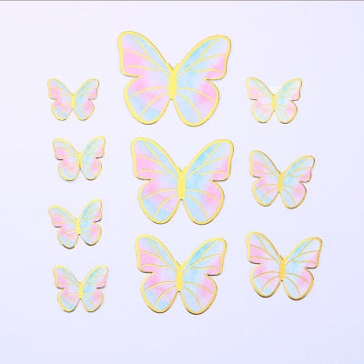 10pcs Happy Birthday Cake Toppers Cake Decoration Handmade Painted Butterfly Cake Topper For Wedding Birthday Party Baby Shower