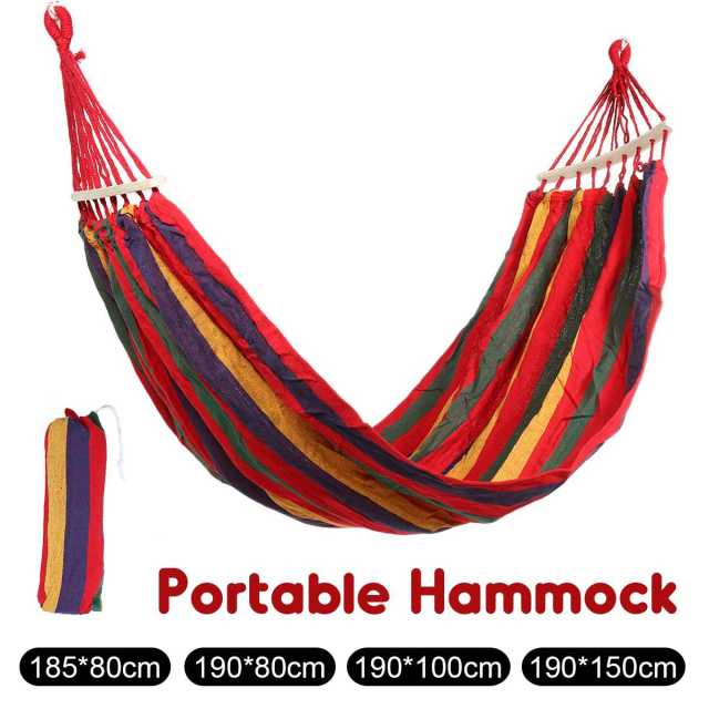 Portable Canvas Hammock Travelling Outdoor Picnic Wooden Swing Chair Camping Hanging Bed Garden Furniture with Backpack