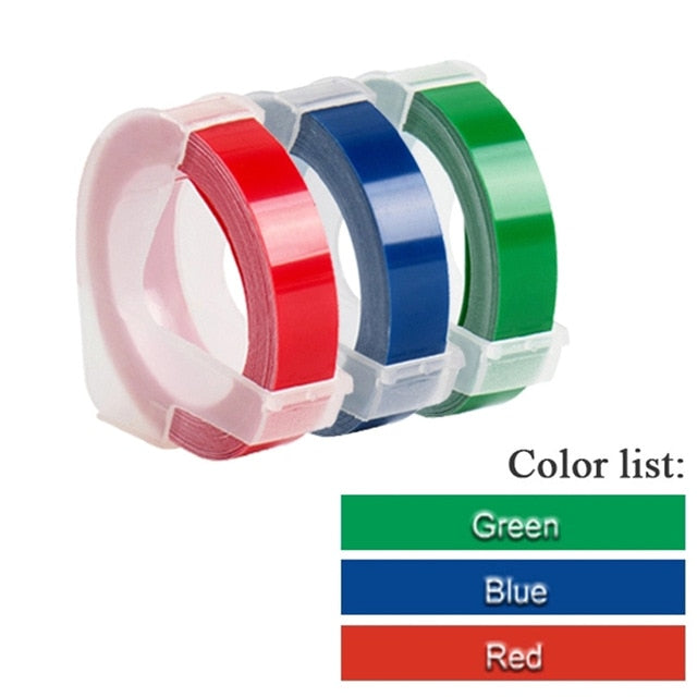 Weiße Farbe für MOTEX E101 Etikettendrucker mit 9 mm Etikettenband DIY Manueller Etikettendrucker Schreibmaschine für Dymo-Prägeetikettendrucker