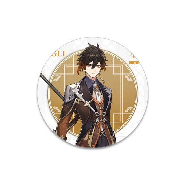 Genshin Impact Cosplay Badge Ganyu Albedo Paimon Tartaglia ZhongLi Diona Barbara Brooch Pin Gifts