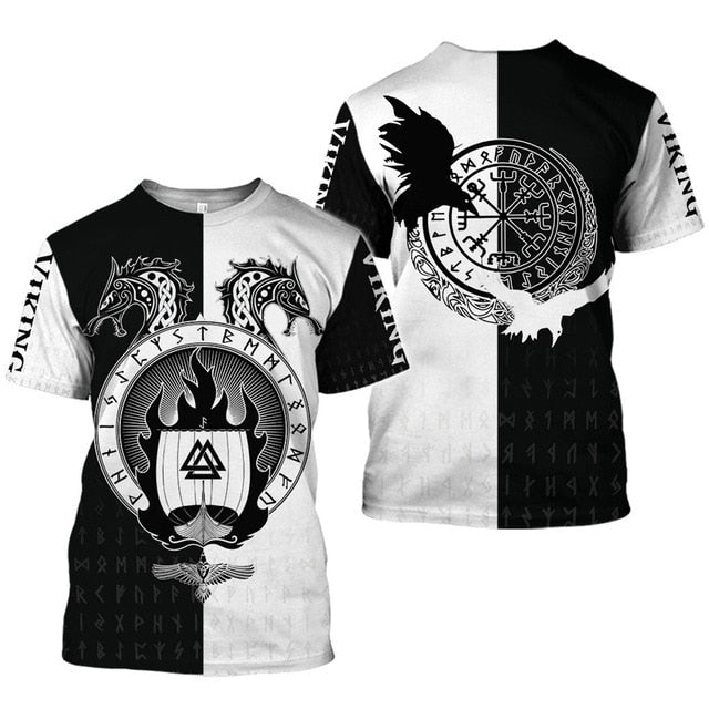 2020 neuestes Wikinger-Symbol bedrucktes T-Shirt Herren Sommer Kurzarm Harajuku T-Shirt Herren Street Hip-Hop Unisex T-Shirt Top 01