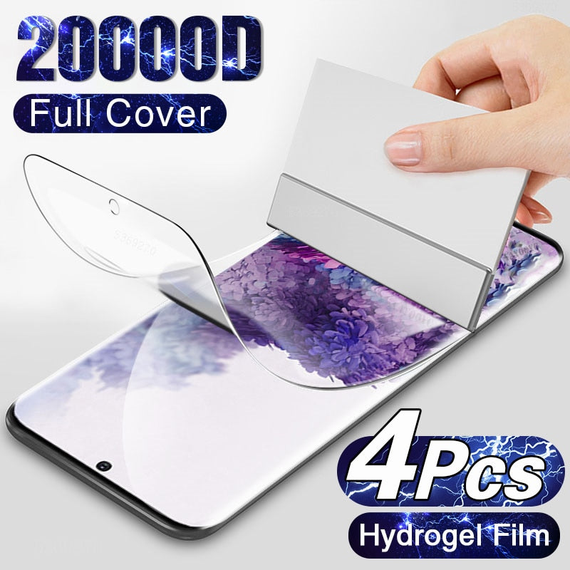 4 Uds película de hidrogel para Samsung Galaxy S20 FE S10 S8 S9 S21 Note 20 Ultra 10 Plus Protector de pantalla para Samsung A51 A50 A70 A71