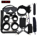 Sexy Leder BDSM Kits Plüsch Sex Bondage Set Handschellen Sexspiele Peitsche Knebel Nippelklemmen Sexspielzeug für Paare Exotisches Zubehör