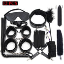 Sexy Leder BDSM Kits Plüsch Sex Bondage Set Handschellen Sexspiele Peitsche Knebel Nippelklemmen Sexspielzeug für Paare Exotisches Zubehör