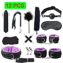 Sexy Leder BDSM Kits Plüsch Sex Bondage Set Handschellen Sexspiele Peitsche Knebel Nippelklemmen Sexspielzeug für Paare Exotisches Zubehör