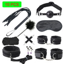 Sexy Leder BDSM Kits Plüsch Sex Bondage Set Handschellen Sexspiele Peitsche Knebel Nippelklemmen Sexspielzeug für Paare Exotisches Zubehör