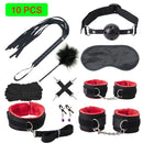 Sexy Leder BDSM Kits Plüsch Sex Bondage Set Handschellen Sexspiele Peitsche Knebel Nippelklemmen Sexspielzeug für Paare Exotisches Zubehör