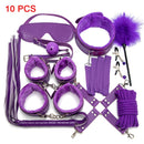 Sexy Leder BDSM Kits Plüsch Sex Bondage Set Handschellen Sexspiele Peitsche Knebel Nippelklemmen Sexspielzeug für Paare Exotisches Zubehör