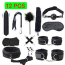 Sexy Leder BDSM Kits Plüsch Sex Bondage Set Handschellen Sexspiele Peitsche Knebel Nippelklemmen Sexspielzeug für Paare Exotisches Zubehör