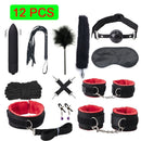 Sexy Leder BDSM Kits Plüsch Sex Bondage Set Handschellen Sexspiele Peitsche Knebel Nippelklemmen Sexspielzeug für Paare Exotisches Zubehör