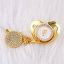 Chupete de bebé con 26 letras iniciales y Clips para chupete, tetina infantil de silicona sin BPA, chupete dorado ostentoso para recién nacido