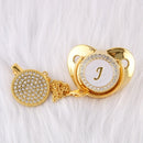 Chupete de bebé con 26 letras iniciales y Clips para chupete, tetina infantil de silicona sin BPA, chupete dorado ostentoso para recién nacido