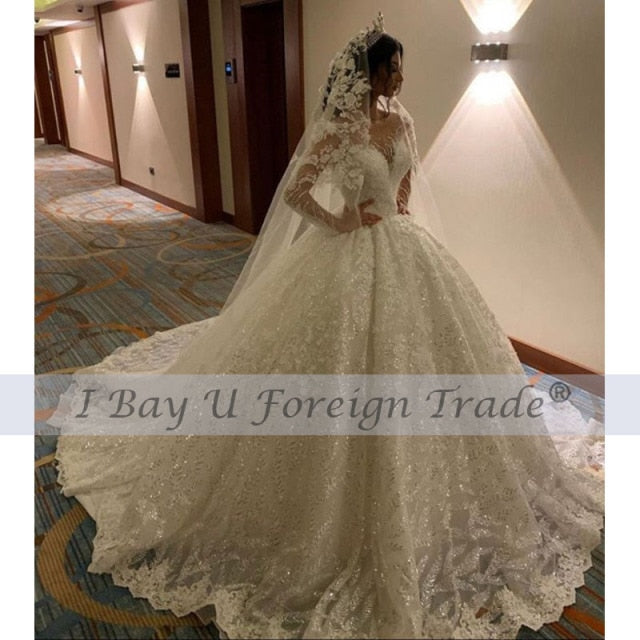 Dubai Heavy Beading Wedding Dress 2021 Neues Design Ballkleid Brautkleider Puffy Princess Bridal Gown vestido de novia